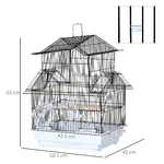 PawHut-Gabbia-per-Uccelli-in-Metallo-e-Plastica-con-Maniglia-di-Trasporto-e-Vassoio-Estraibile-50.5x41x63-cm-Bianco
