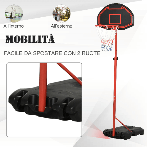 HOMCOM-Canestro-Portatile-Canestro-Basket-da-Esterno-con-Altezza-Regolabile-193.5-248.5cm-e-Base-da-Riempire-con-Acqua-o-Sabbia-in-Acciaio-e-Nylon-74x127x193.5-248.5cm