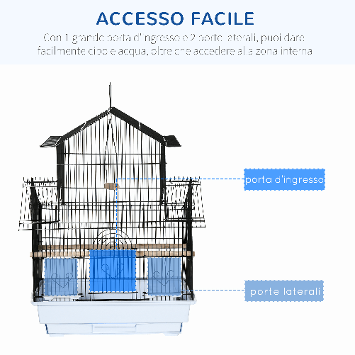 PawHut-Gabbia-per-Uccelli-in-Metallo-e-Plastica-con-Maniglia-di-Trasporto-e-Vassoio-Estraibile-50.5x41x63-cm-Bianco