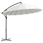 Outsunny Ombrellone Decentrato da Giardino 3x2.6 m a Braccio con Base a Croce, Bianco Crema