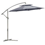 Outsunny-Ombrellone-a-Braccio-2.7x2.7-m-con-Tettuccio-Regolabile-a-2-Livelli-e-Base-a-Croce-Grigio