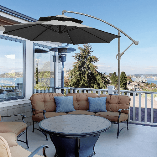 Outsunny-Ombrellone-a-Braccio-2.7x2.7-m-con-Tettuccio-Regolabile-a-2-Livelli-e-Base-a-Croce-Grigio