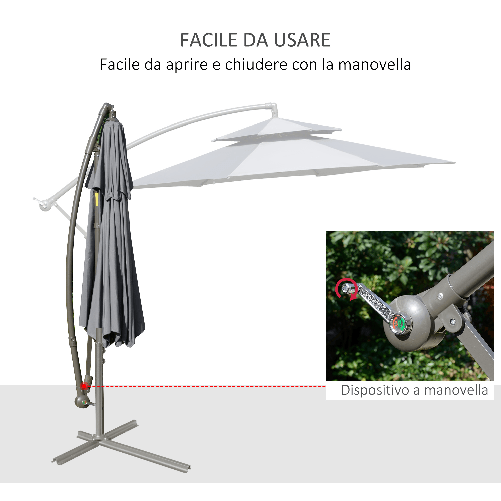 Outsunny-Ombrellone-a-Braccio-2.7x2.7-m-con-Tettuccio-Regolabile-a-2-Livelli-e-Base-a-Croce-Grigio