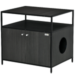 PawHut Mobile per Lettiera Gatti in Legno e Acciaio con 2 Ante Magnetiche, 70x55x65.5cm - Nero