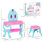 HOMCOM-Set-2-in-1-da-32pz-per-Bambine-3-6-Anni-Tavolo-per-Trucco-con-Accessori-e-Pianoforte-49.5x23x66-cm-Blu-e-Rosa