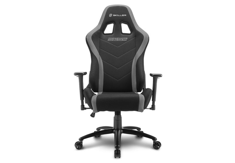 Sharkoon-Skiller-Sgs2-Sedia-Gaming-In-Tessuto-Braccioli-E-Schienale-Regolabili-Telaio-Acciaio-Doppio-Cuscino-Supporto-Cervicale-E-Lombare-Black-Grey