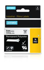 DYMO-Poliestere-Permanente-IND--Dymo-1805442-6mm-Black-on-White-Tape-