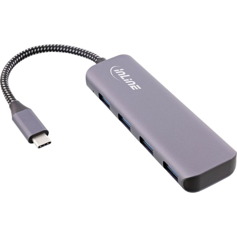 Hub-USB-3.2---da-USB-C-a-4x-USB-A-10Gb-s---custodia-in-metallo---grigio