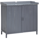 Outsunny-Armadietto-da-Esterno-in-Legno-con-Piano-in-Metallo-e-2-Ripiani-Porta-Attrezzi-98x48x95.5-cm-Grigio