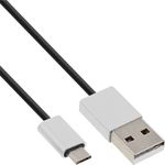 InLine Cavo Micro-USB 2.0 - Da USB-A ST a Micro-B ST - nero-alluminio - flessibile - 3 m