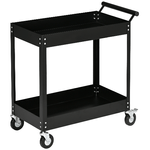 DURHAND Carrello Porta Attrezzi a 2 Ripiani in Acciaio, 84.5x38x84cm, Nero