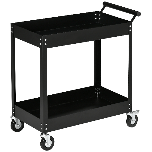 DURHAND-Carrello-Porta-Attrezzi-a-2-Ripiani-in-Acciaio-84.5x38x84cm-Nero