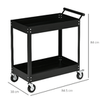 DURHAND-Carrello-Porta-Attrezzi-a-2-Ripiani-in-Acciaio-84.5x38x84cm-Nero