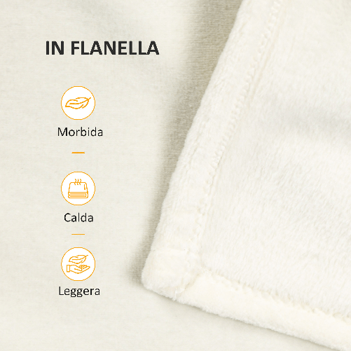 HOMCOM-Coperta-in-Flanella-330-GSM-Reversibile-per-uso-Interno-ed-Esterno-203x152x0.5-cm-Bianco-Crema