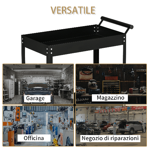 DURHAND-Carrello-Porta-Attrezzi-a-2-Ripiani-in-Acciaio-84.5x38x84cm-Nero