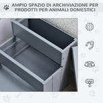 PawHut-Scaletta-per-Cani-a-3-Gradini-con-Tappeto-Antiscivolo-e-Spazio-Interno-40.5x44.5x38cm-Grigio