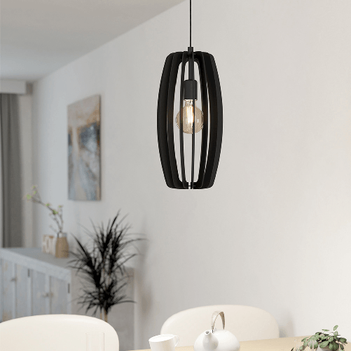 Lampadario-Industrial-Bajazzara-1-Luce-Acciaio-Nero-Diffusore-Nero