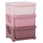 HOMCOM Cassettiera in Plastica Colorata per Cameretta con 3 Cassetti 37x37x56.5cm Rosa