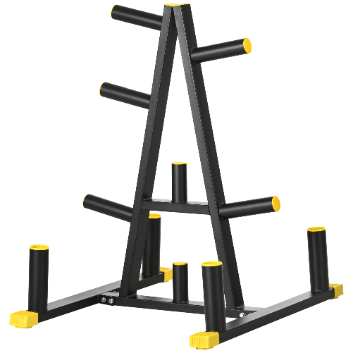 SPORTNOW-Rastrelliera-Pesi-e-Bilancieri-in-Acciaio-e-PP-per-Dischi-con-Diametro-da-5-cm-85.5x70x96-cm-Nera