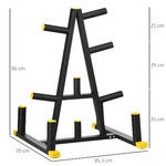 SPORTNOW-Rastrelliera-Pesi-e-Bilancieri-in-Acciaio-e-PP-per-Dischi-con-Diametro-da-5-cm-85.5x70x96-cm-Nera