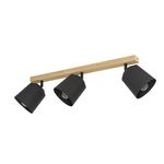 Eglo Plafoniera Industrial Pappagallo 3 Luci Legno Marrone E Nero