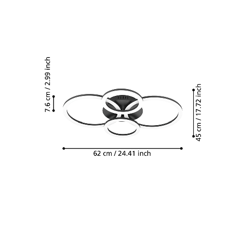 Plafoniera-Moderna-Parrapos-Z-Led-Acciaio-Nero-Diffusori-Tondi