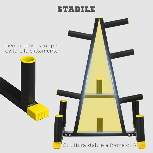 SPORTNOW-Rastrelliera-Pesi-e-Bilancieri-in-Acciaio-e-PP-per-Dischi-con-Diametro-da-5-cm-85.5x70x96-cm-Nera