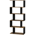 HOMCOM Libreria Moderna Asimmetrica a Parete con 5 Ripiani in Legno, 70x29.5x163cm, Marrone Rustico