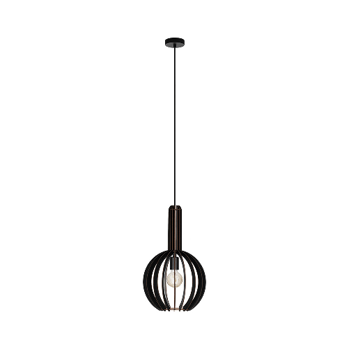 Lampadario-Industrial-Velasco-1-Luce-Acciaio-Nero-Diffusore-Nero-Tondo