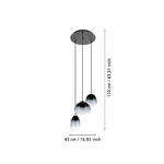 Lampadario-Contemporaneo-Aguilares-3-Luci-Pendenti-Metallo-Nero