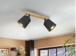 Plafoniera-Industrial-Pappagallo-2-Luci-Legno-Marrone-E-Nero