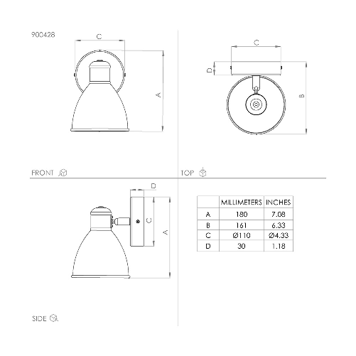 Applique-Moderna-San-Peri-1-Luce-Acciaio-Nero-E-Bianco