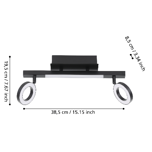 Spot-Moderno-Cardillio-2-In-Alluminio-Nero-2-Luci-Led-32W-3000K-Ip20