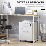 Vinsetto-Schedario-da-Ufficio-Cassettiera-Per-Scrivania-in-Legno-2-Cassetti-Serratura-con-2-Chiavi-Bianco-40x45x55.6cm