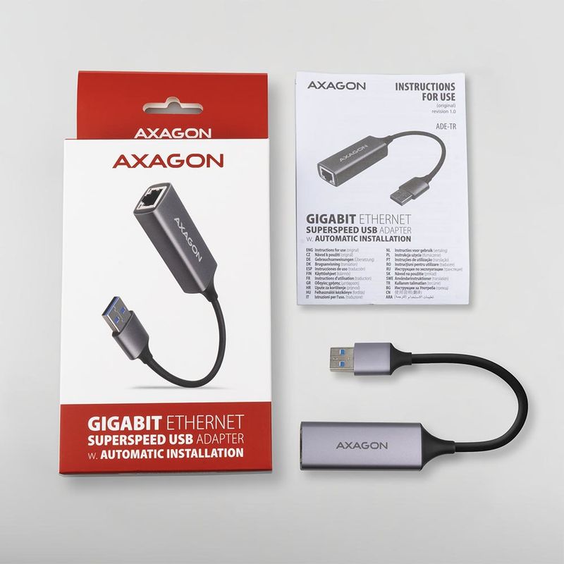 Adattatore-Gigabit-Ethernet-ADE-TR-10-100-1000---USB-3.1-tipo-A-grigio-titanio