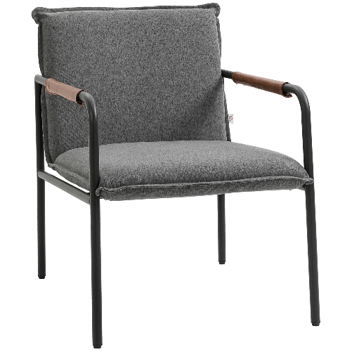 HOMCOM-Sedia-Moderna-per-Soggiorno-e-Camera-da-Letto-con-Braccioli-Seduta-Imbottita-e-Tessuto-Effetto-Lino-65.5x85x85-cm
