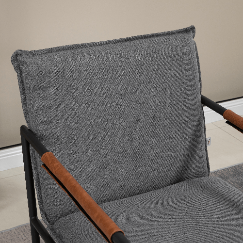 HOMCOM-Sedia-Moderna-per-Soggiorno-e-Camera-da-Letto-con-Braccioli-Seduta-Imbottita-e-Tessuto-Effetto-Lino-65.5x85x85-cm