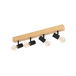 Eglo Plafoniera Industrial Townshend 3 4 Luci Legno Marrone E Nero