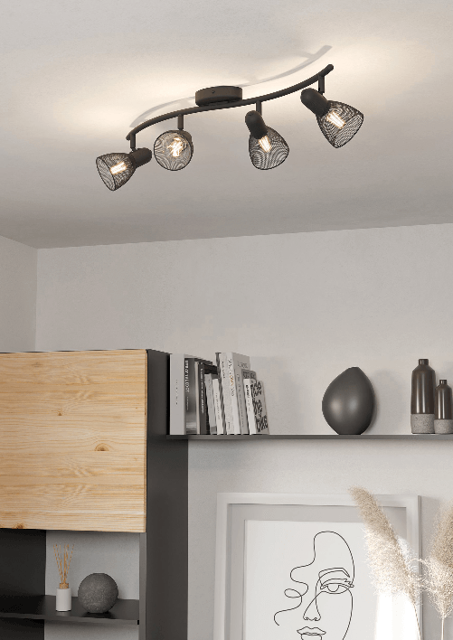 Spot-Moderno-Carovigno-In-Acciaio-Nero-4-Luci-E14-40W-Ip20