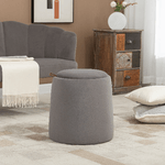 HOMCOM-Pouf-Contenitore-in-Velluto-2-in-1-Convertibile-in-Tavolino-da-Caffe-Ø44x47.5cm-Grigio