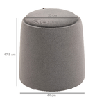 HOMCOM-Pouf-Contenitore-in-Velluto-2-in-1-Convertibile-in-Tavolino-da-Caffe-Ø44x47.5cm-Grigio