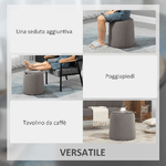 HOMCOM-Pouf-Contenitore-in-Velluto-2-in-1-Convertibile-in-Tavolino-da-Caffe-Ø44x47.5cm-Grigio