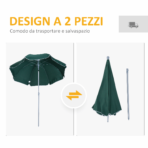 Outsunny-Ombrellone-da-Esterni-2x2.3-m-Portatile-e-con-Tettuccio-Inclinabile-in-Poliestere-Verde-Scuro