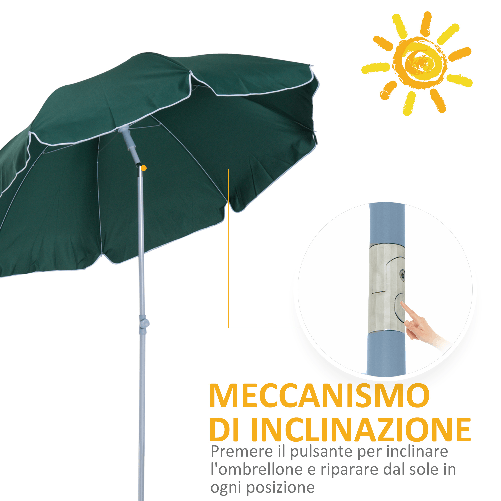 Outsunny-Ombrellone-da-Esterni-2x2.3-m-Portatile-e-con-Tettuccio-Inclinabile-in-Poliestere-Verde-Scuro