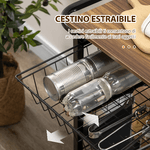 HOMCOM-Carrello-da-Cucina-a-3-Livelli-con-2-Ruote-Cesto-Estraibile-e-Vassoio-75x43.5x91-cm-color-Legno-e-Nero