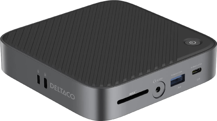 Docking station USB-C DELTACO 2xHDMI/RJ45/SD/35 VESA 65 W (USBC-HDMI28)
