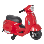 HOMCOM Moto Elettrica per Bambini con Licenza Ufficiale Vespa Batteria 6V, Fari e Clacson, per Bimbi da 18-36 mesi, Rosso, 66.5x38x52cm