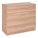 HOMCOM Cassettiera Salvaspazio in Legno,  Comò con 4 Cassetti per Camera da Letto, Rovere, 72x33.5x67cm