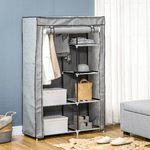 HOMCOM-Armadio-Guardaroba-Portatile-Tessuto-non-Tessuto-con-6-Ripiani-Aperti-e-un-Appendino-103x43x162.5-cm-Grigio