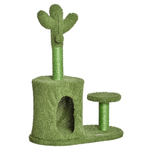 PawHut Albero Tiragraffi per Gatti Fino 4.5kg a Forma di Cactus con Palline e Cuccia, 60x35x78cm - Verde